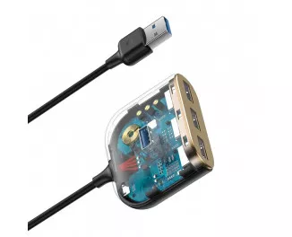 USB-хаб USB-A Baseus Square Round Box 4-in-1 (USB 2.0, USB 3.0, MicroUSB) (CAHUB-AY01) Black