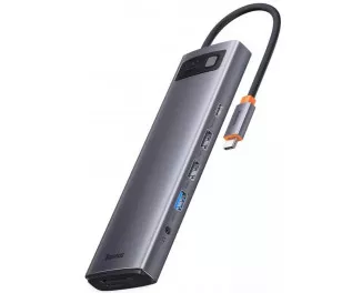 USB-хаб USB Type-C Baseus Metal Gleam 12-in-1 (2USB3.1+2USB3.0+HDMI+Type-C3.1+PD+TF+SD+DP+3.5mm+RJ45) (WKWG020213) Gray