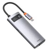 USB-хаб USB Type-C Baseus Metal Gleam Multi-functional 6-in-1 (PD, USB, HDMI, RJ45) (CAHUB-CW0G) Gray