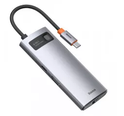 USB-хаб USB Type-C Baseus Metal Gleam Multi-functional 6-in-1 (PD, USB, HDMI, RJ45) (CAHUB-CW0G) Gray