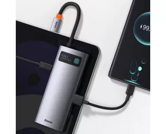 USB-хаб USB Type-C Baseus Metal Gleam Multi-functional 6-in-1 (PD, USB, HDMI, RJ45) (CAHUB-CW0G) Gray
