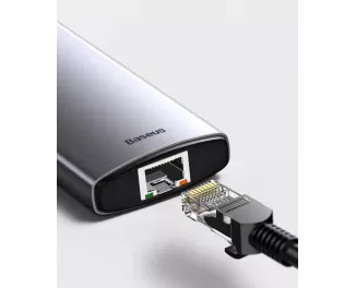 USB-хаб USB Type-C Baseus Metal Gleam Multi-functional 6-in-1 (PD, USB, HDMI, RJ45) (CAHUB-CW0G) Gray