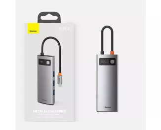 USB-хаб USB Type-C Baseus Metal Gleam Multi-functional 6-in-1 (PD, USB, HDMI, RJ45) (CAHUB-CW0G) Gray