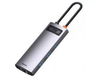 USB-хаб USB Type-C Baseus Metal Gleam Multi-functional 6-in-1 (PD, USB, HDMI, RJ45) (CAHUB-CW0G) Gray