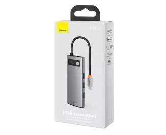 USB-хаб USB Type-C Baseus Metal Gleam Multi-functional 6-in-1 (PD, USB, HDMI, RJ45) (CAHUB-CW0G) Gray