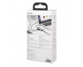 USB-хаб USB Type-C Baseus Metal Gleam Multi-functional 6-in-1 (PD, USB, HDMI, RJ45) (CAHUB-CW0G) Gray