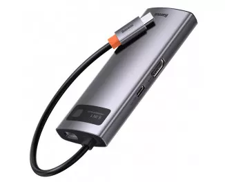 USB-хаб USB Type-C Baseus Metal Gleam Multi-functional 6-in-1 (PD, USB, HDMI, RJ45) (CAHUB-CW0G) Gray