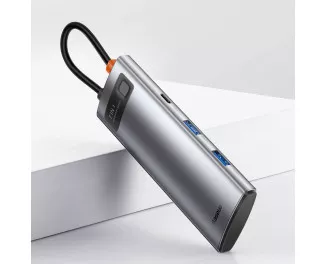 USB-хаб USB Type-C Baseus Metal Gleam Multi-functional 7-in-1 (PD, USB, HDMI, SD) (WKWG020113) Gray