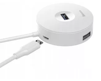 USB-хаб USB Type-C Baseus Round Box 5-in-1 0.12m (USB 2.0, USB 3.0, MicroUSB) (CAHUB-G02) White