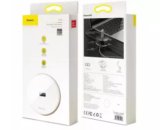 USB-хаб USB Type-C Baseus Round Box 5-in-1 0.12m (USB 2.0, USB 3.0, MicroUSB) (CAHUB-G02) White