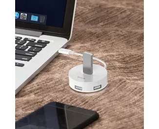 USB-хаб USB Type-C Baseus Round Box 5-in-1 0.12m (USB 2.0, USB 3.0, MicroUSB) (CAHUB-G02) White