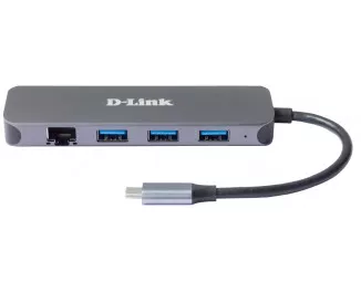USB-хаб USB Type-C D-Link DUB-2334 (1xGE, 3xUSB 3.0, 1xUSB-C, USB-C) Grey
