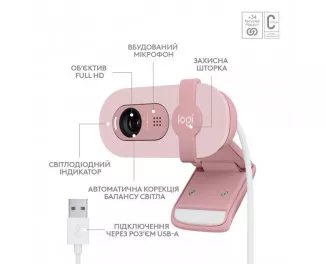 Web камера Logitech Brio 100 Full HD Webcam Rose (960-001623)